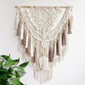 Beige Dusty Rose Handmade Macrame Wall Hanging 37.4x27.5
