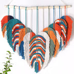 Orange Leaf Feather Macrame Wall Hanging 31x31