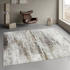 Brown 5x7 Washable Abstract Ultra-Thin Area Rug