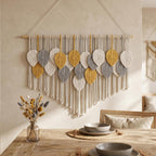Large Leaves Tassels Macrame Wall Hanging 39x29