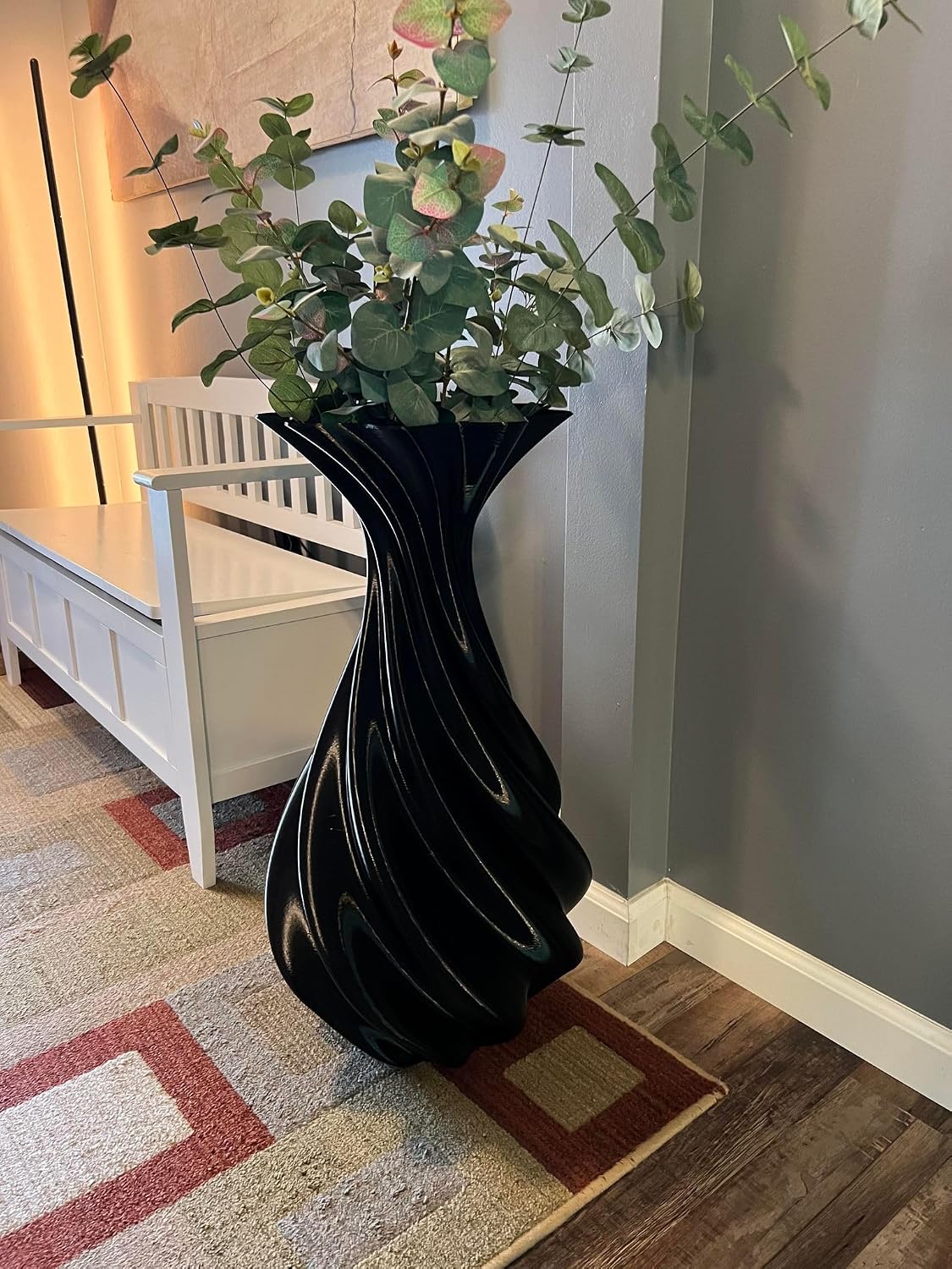 Black 28" Modern Minimalist Floor Vase