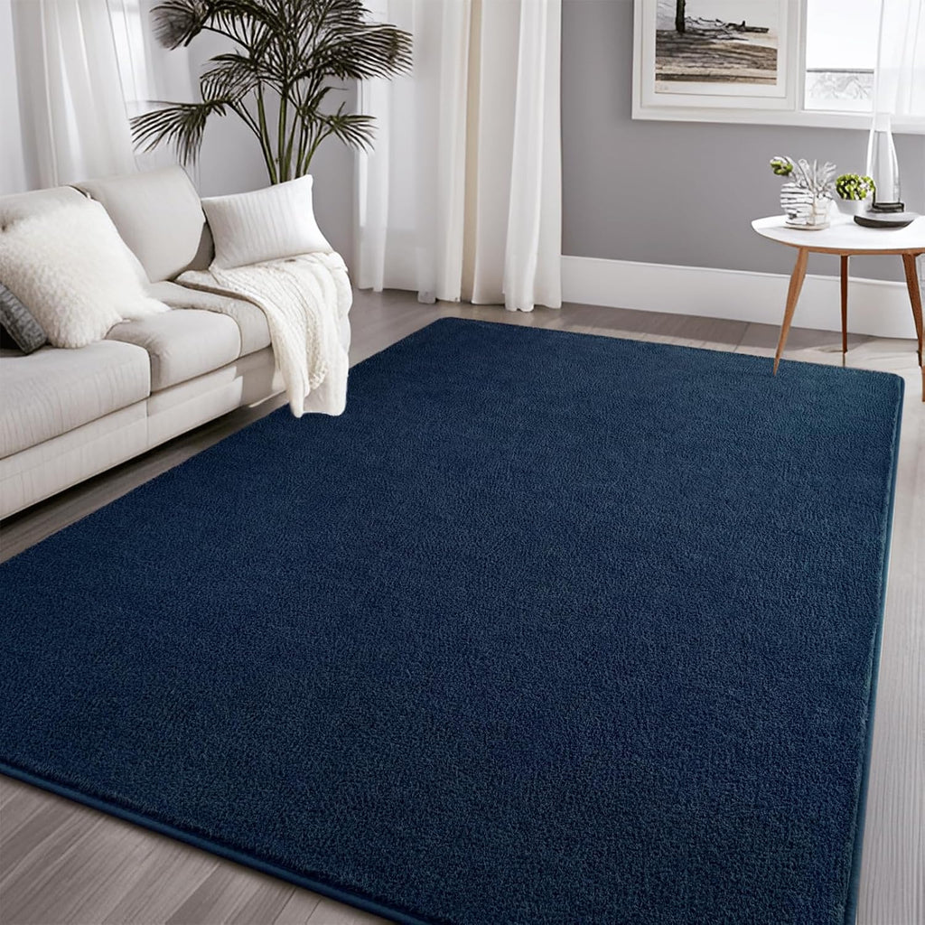 Navy Blue 4x6 Soft Fuzzy Area Rug Non-Shedding