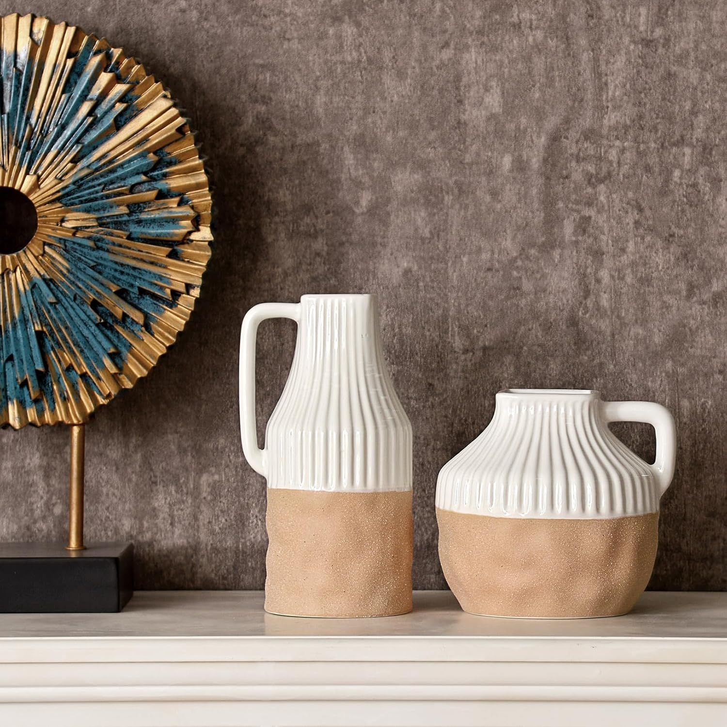 Small White Boho Ceramic Flower Vase