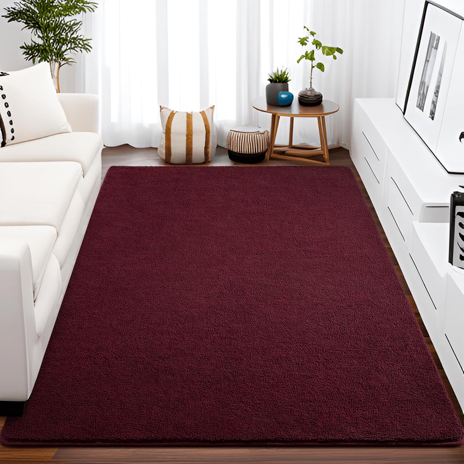 Burgundy Red 4x6 Memory-Foam Area Rug