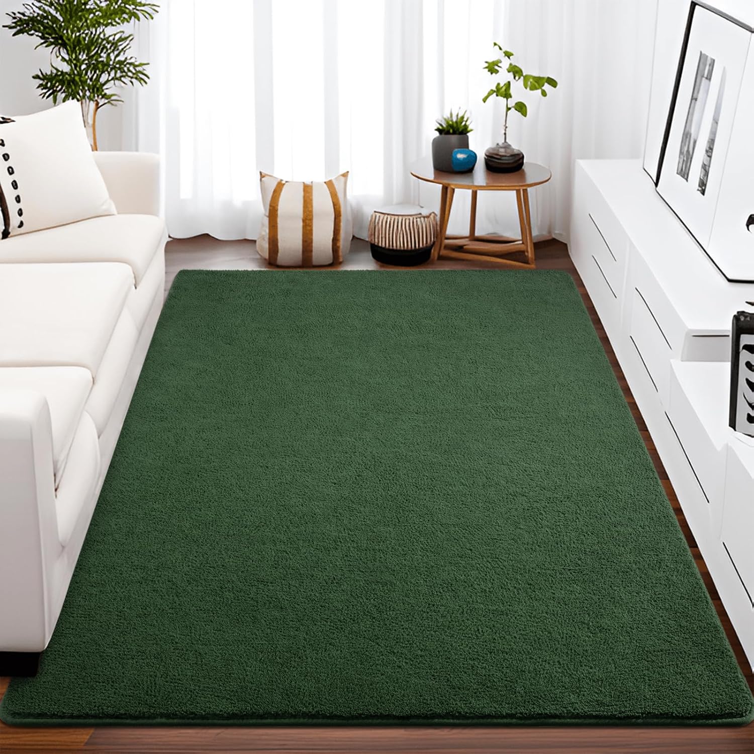 Dark Green 4x6 Thickened Memory-Foam Area Rug
