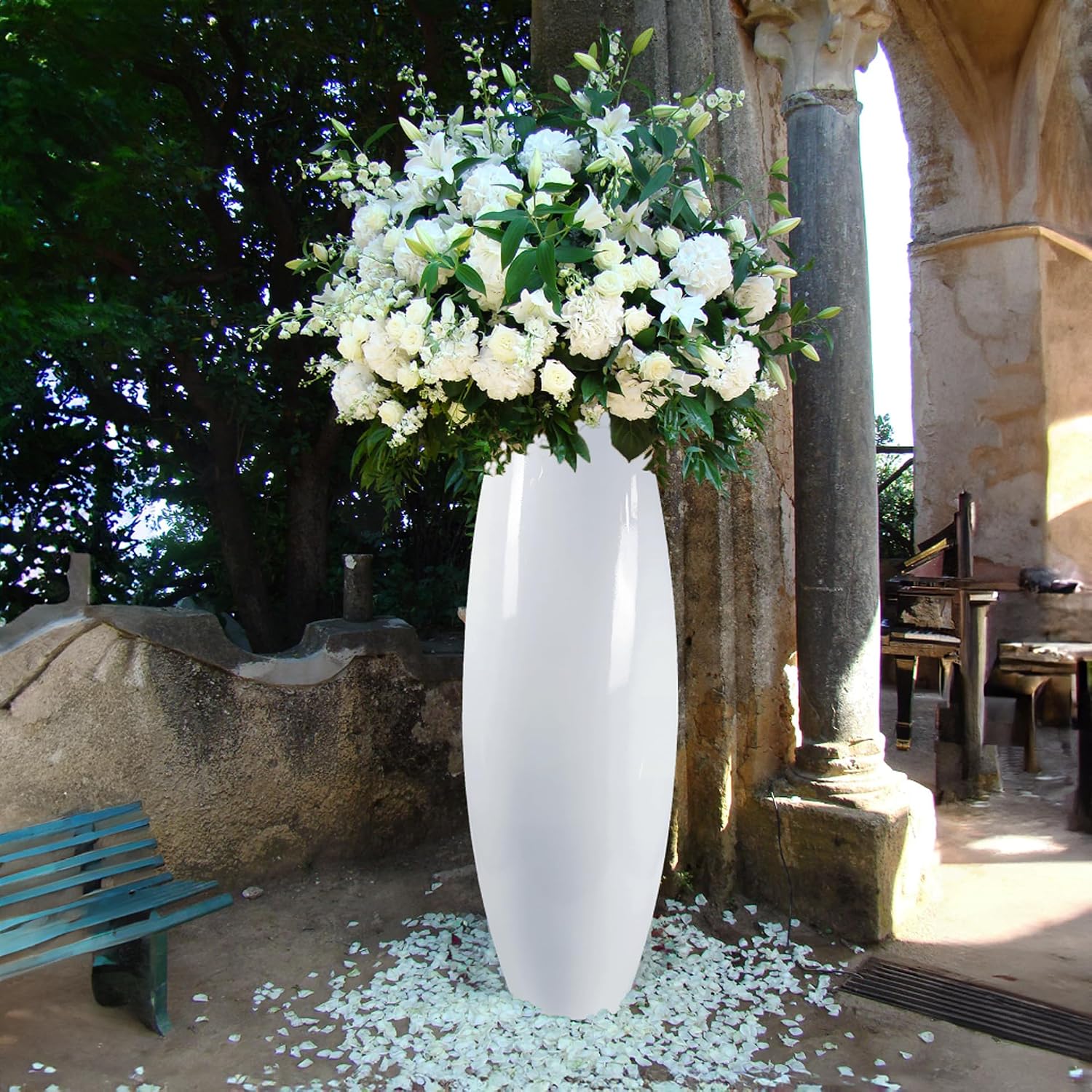 35.5" Gold Tall Floor Vase Modern