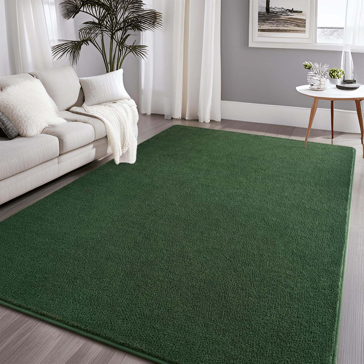 Dark Green 4x6 Thickened Memory-Foam Area Rug