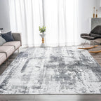Grey 5x7 Washable Abstract Ultra-Thin Area Rug