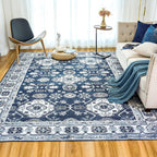 Blue 6x9 Vintage Washable Non-Slip Area Rug