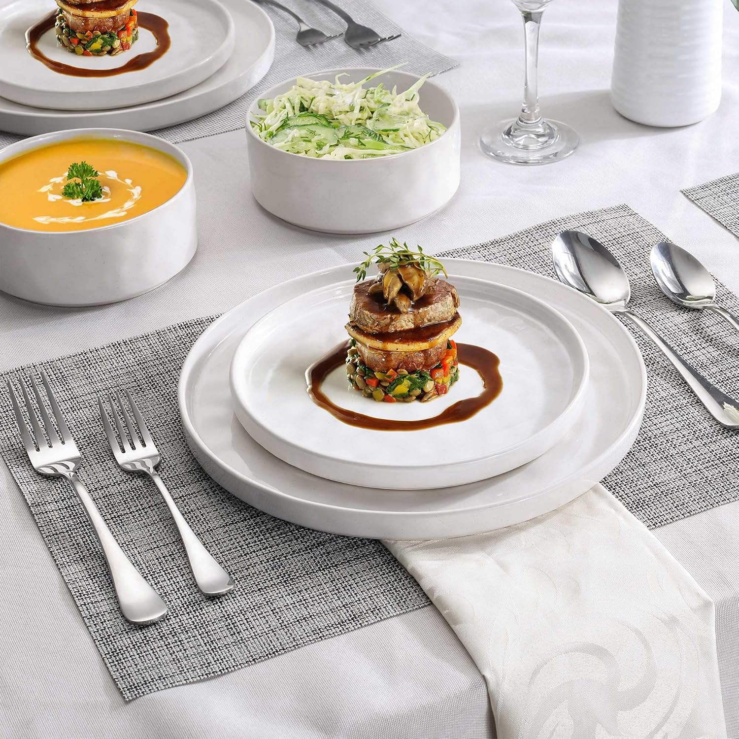 Polar White 18-Piece Ceramic Speckled Dinnerware Set