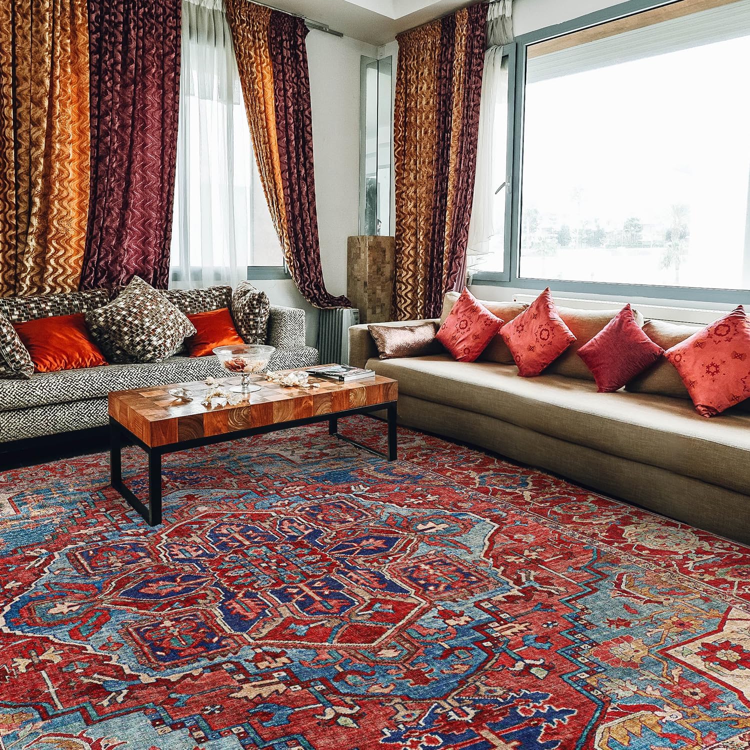5x7 Machine Washable Vintage Medallion Boho Rug