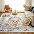 Blue 6x9 Machine Washable Vintage Area Rug