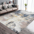 Grey 5x7 Washable Abstract Ultra-Thin Area Rug